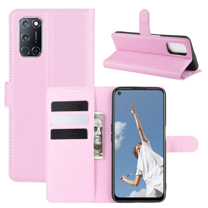 Pink flip wallet case with card slots and stand for OPPO A72