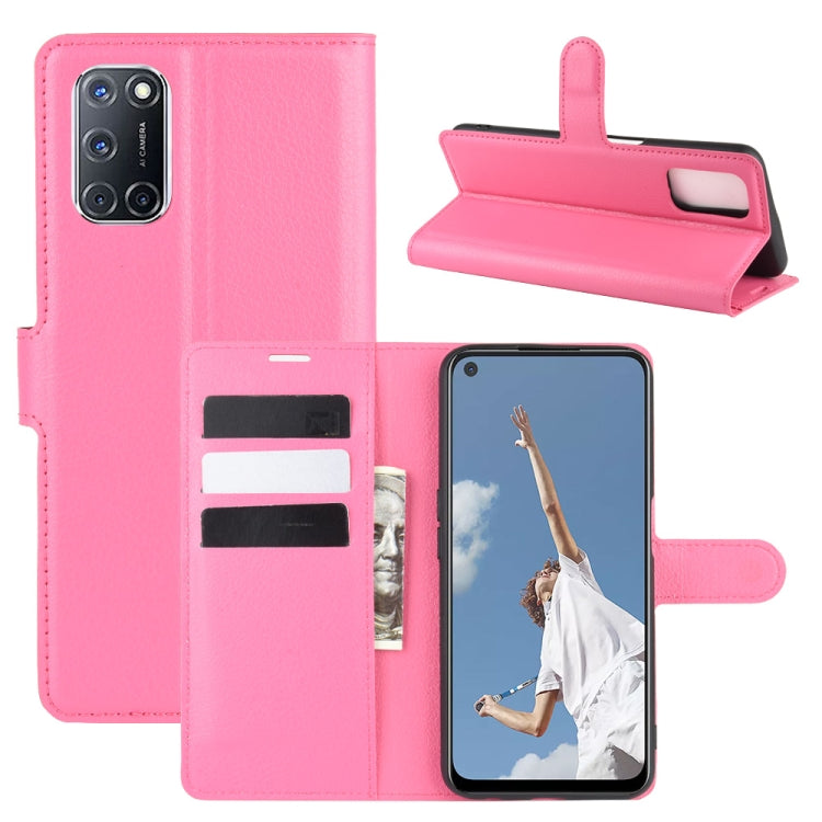Rose-pink flip wallet case with card slots and stand for OPPO A72