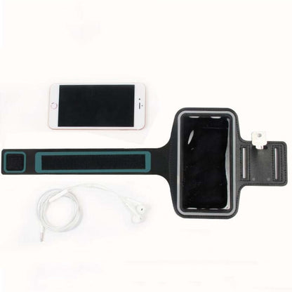 Black armband phone bag set with phone window and earphone cable accessory