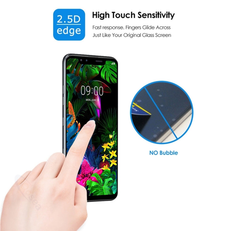 Transparent tempered glass screen protector with curved edges on a smartphone