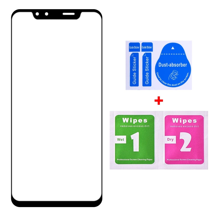 Tempered glass screen protector kit with cleaning wipes and dust sticker