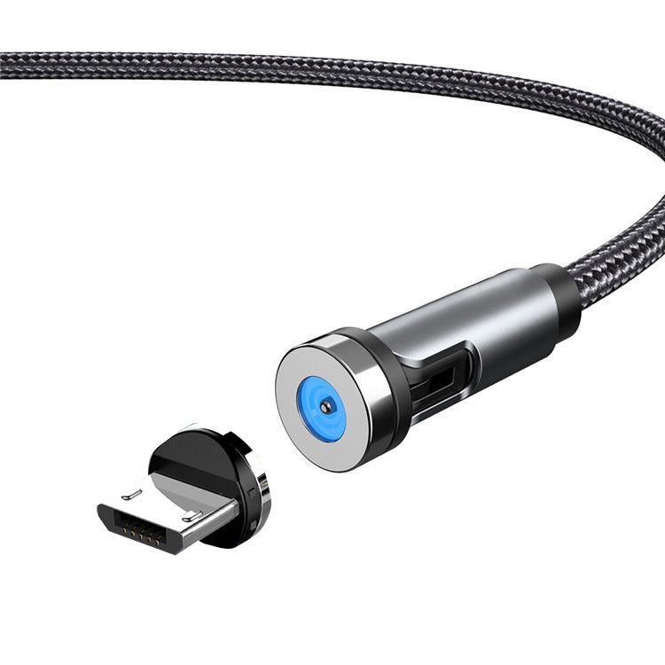Rotating magnetic charging cable with dust plug, black braided cable