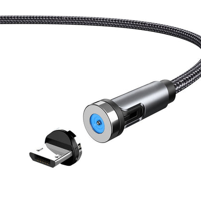 Rotating magnetic charging cable with dust plug, black braided cable