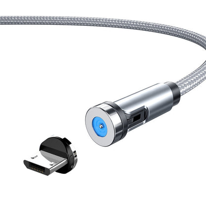 Rotating magnetic charging cable with dust plug, silver braided cable and magnetic connector
