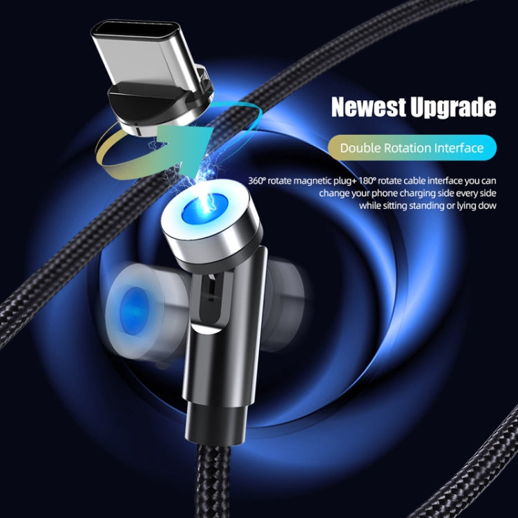 Magnetic rotating charging cable with connector head and braided cable
