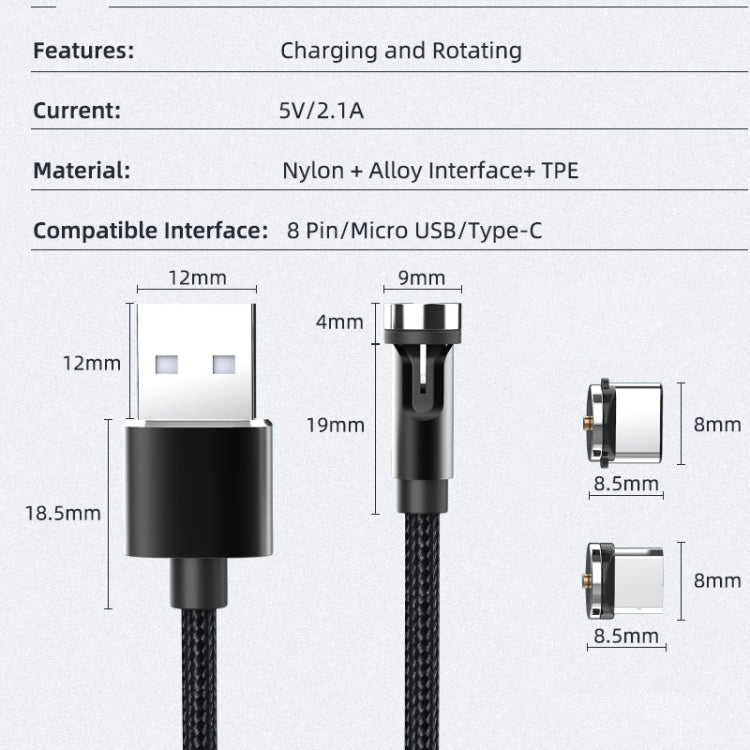 Charging cable connector with size and compatibility feature diagram