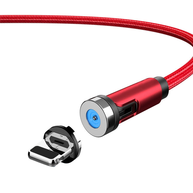 Rotating magnetic charging cable with dust plug, red braided cable with magnetic connector end