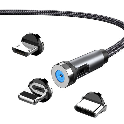 Rotating magnetic charging cable set with dust plugs and multiple magnetic connector heads
