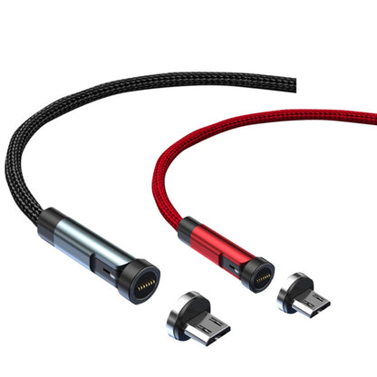 Pair of braided charging cables: red and black, both with Micro USB plugs