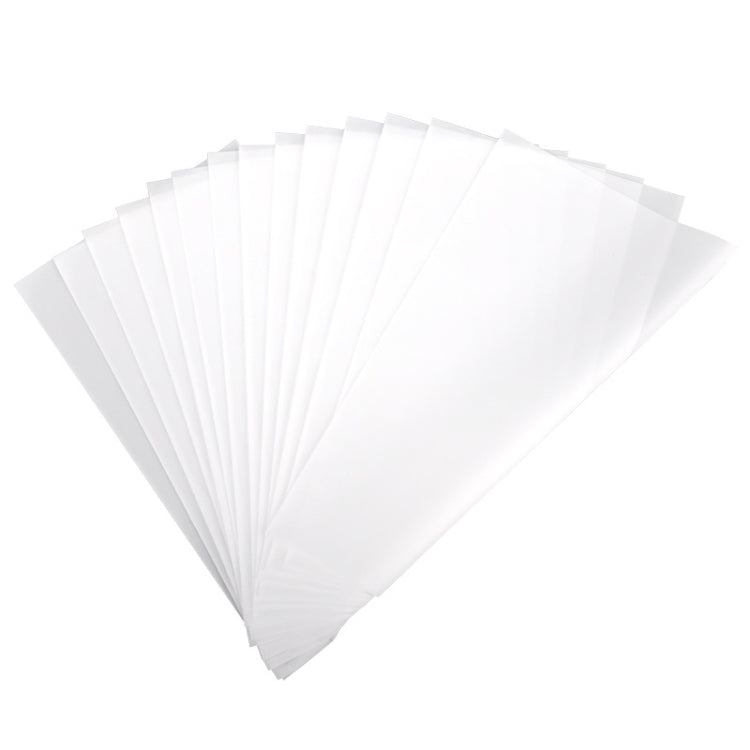 Matte CPE self-sealing plastic bags, translucent white stack, assorted sizes
