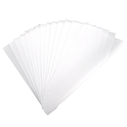 Matte CPE self-sealing plastic bags, translucent white stack, assorted sizes