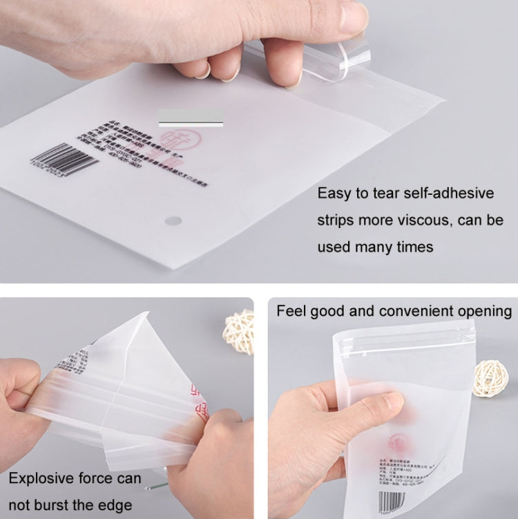 Matte CPE self-sealing plastic bag with peel-and-seal strip, easy-tear opening
