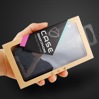 Kraft paper phone case packaging box with clear window and dark phone case insert