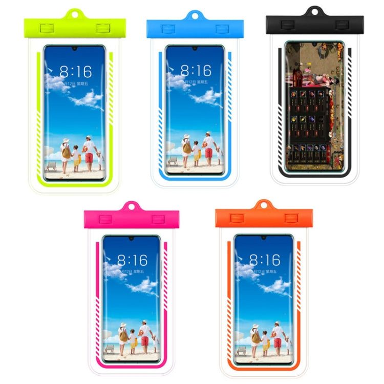 Assorted-color transparent TPU waterproof phone cases with clear front windows and hanging loops