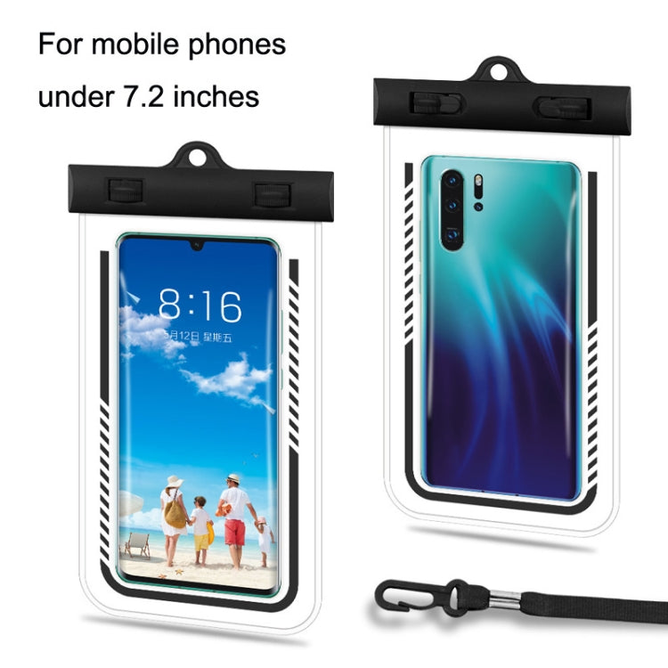 Black transparent TPU waterproof phone case with clear window and lanyard up to 7.2 in