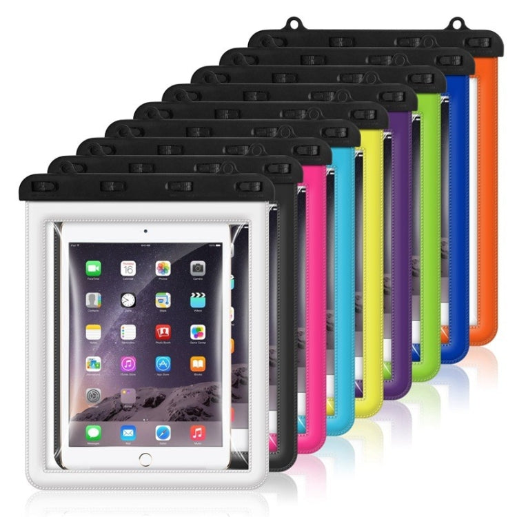 Set of 2 waterproof tablet bags with clear window and black seal, multiple color cases shown