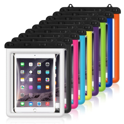 Set of 2 waterproof tablet bags with clear window and black seal, multiple color cases shown
