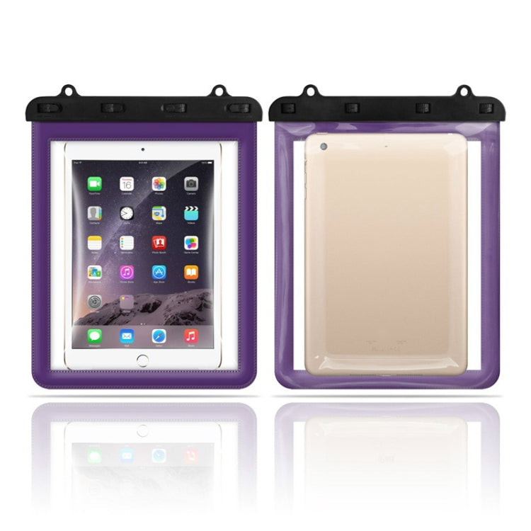 Waterproof tablet pouch set with transparent window and black seal, two-pack, purple