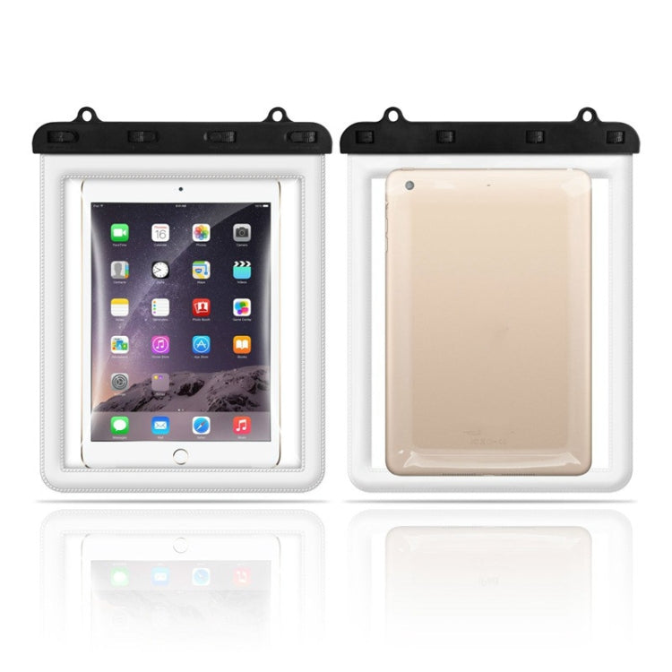 Set of 2 waterproof tablet bags: one clear window case and one back view in white