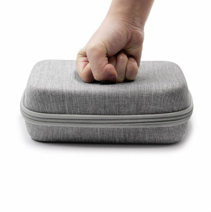 Gray zippered portable storage bag for cables and adapters with top handle