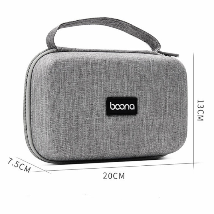 Gray hard-shell organizer bag with handle and baona logo patch