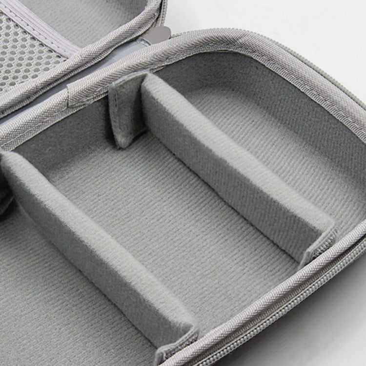 Gray interior organizer with divider straps inside zippered storage bag