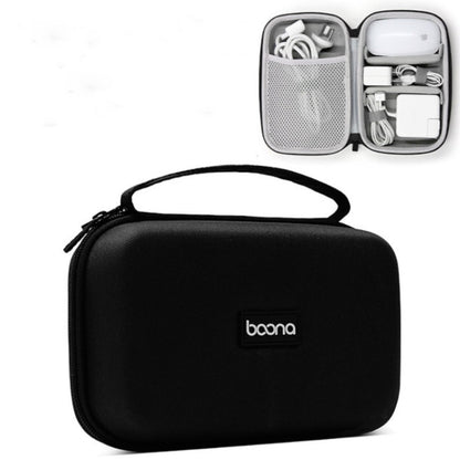 Black portable electronic storage bag with handle and baona logo patch