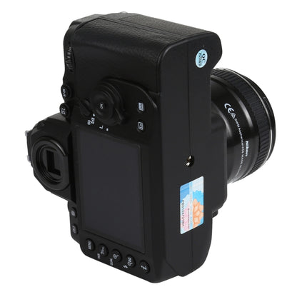 Black DSLR-style fake camera model rear view with LCD screen