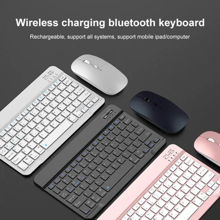 Wireless mini Bluetooth keyboard with matching mouse, white and dark colors