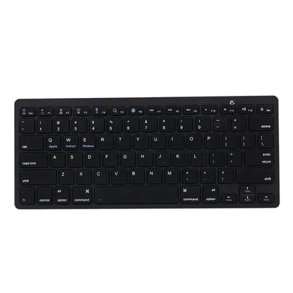Black wireless Bluetooth keyboard with dark keys and key legends