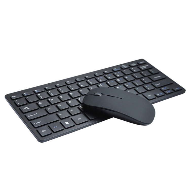 Black ultra-thin wireless keyboard with wireless mouse, flat set view