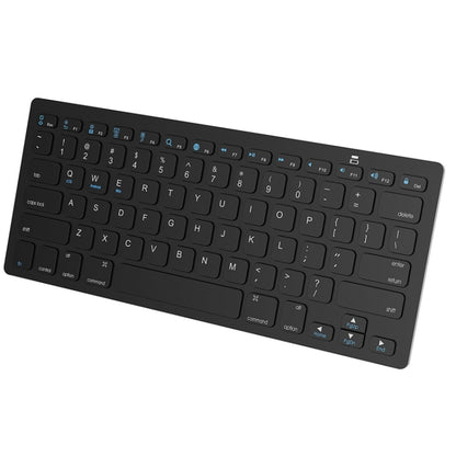 Black ultra-thin wireless keyboard, full-size key layout, top view
