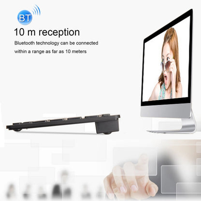 Ultra-thin wireless keyboard, black, shown in slim side profile