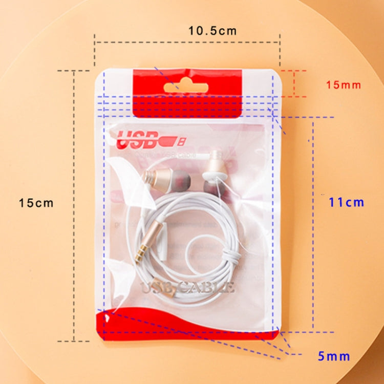 USB cable packaging bag, red header, 10.5x15cm, set of 100 pcs