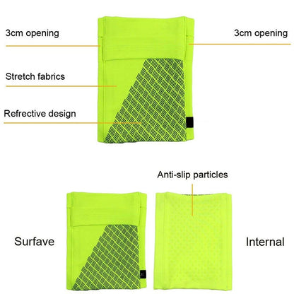 Fluorescent yellow reflective arm bag pouch with 3 cm opening and anti-slip interior