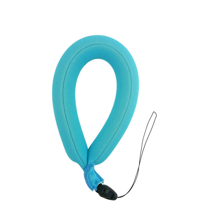 Blue floating buoyancy wristband with tether cord and sponge loop