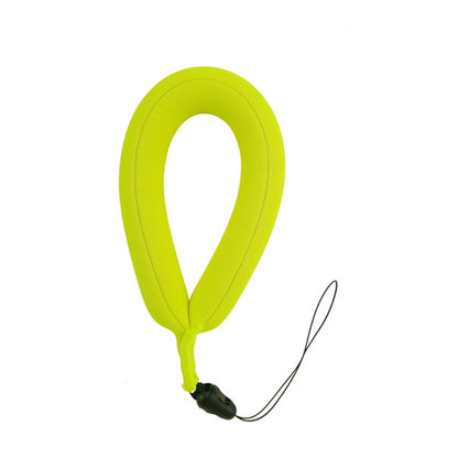 Neon green floating buoyancy wristband with tether cord and sponge loop