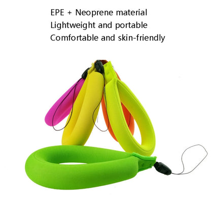 Bright green floating buoyancy wristband with tether cord and sponge loop