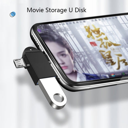 Black USB OTG adapter with lanyard attached to a smartphone data port