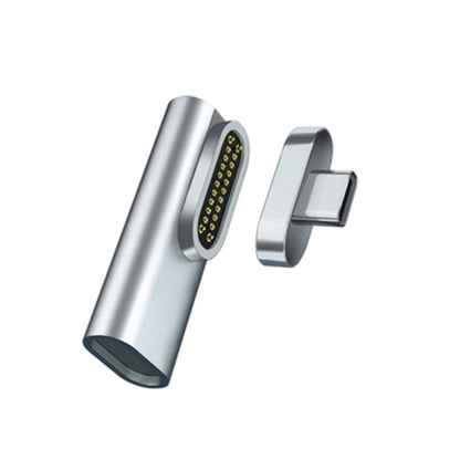 20-pin magnetic USB-C elbow adapter, silver metal body with 20-pin connector