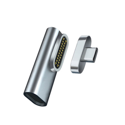 20-pin magnetic USB-C elbow adapter, silver metal body with side mounting plug