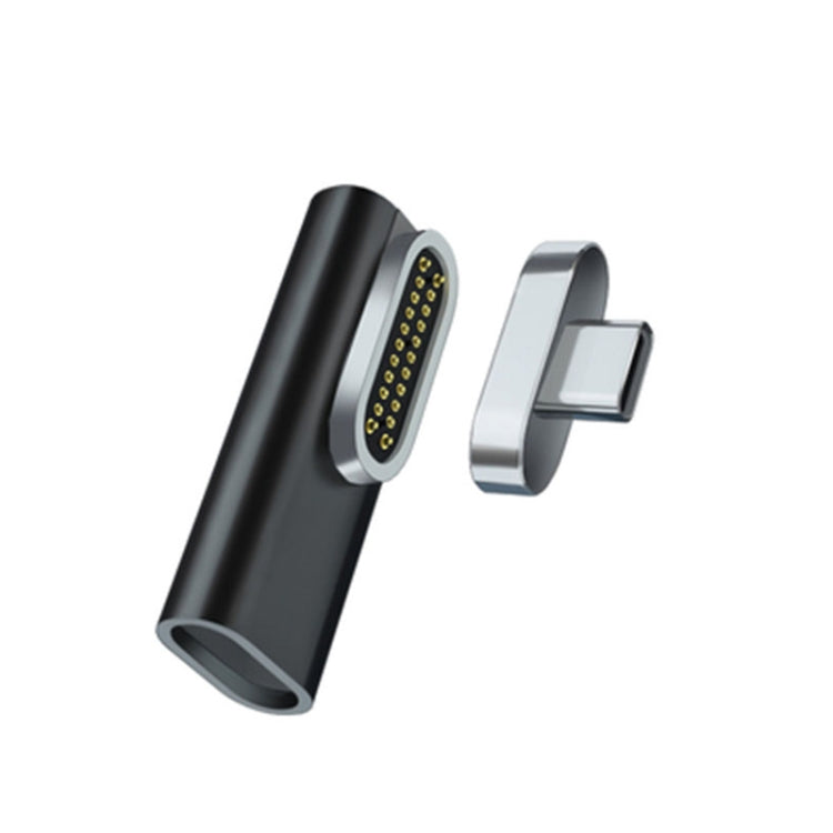 20-pin magnetic USB-C elbow adapter, black metal body with 20-pin connector