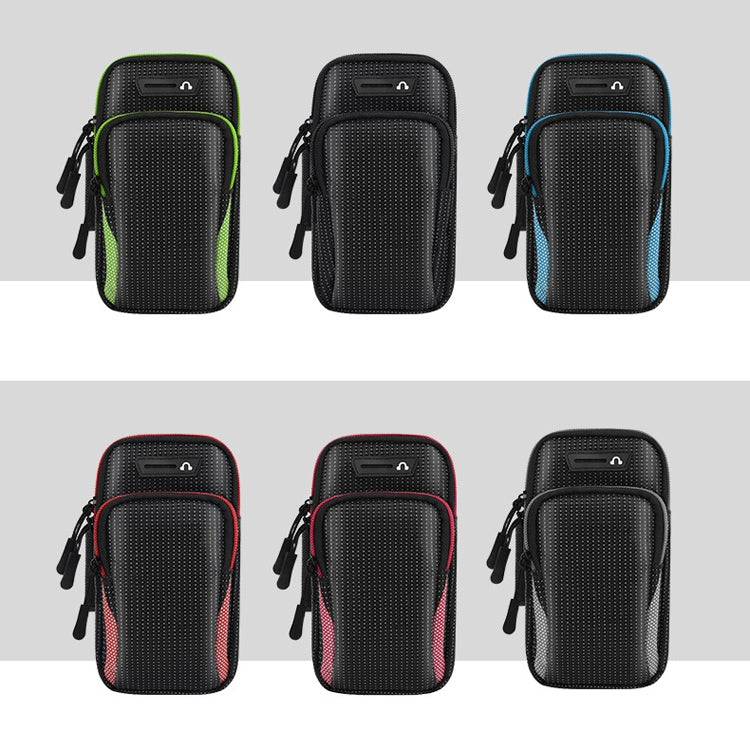 Set of running mobile phone arm bags with different colored trims, front view