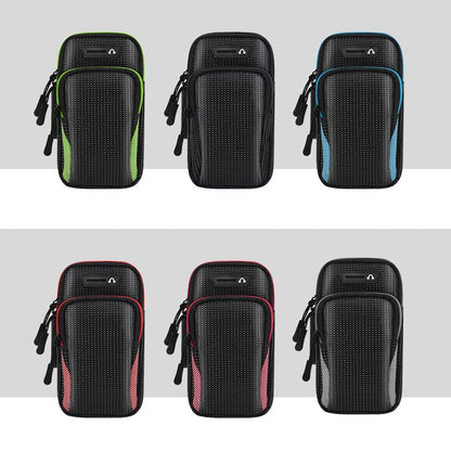 Set of running mobile phone arm bags with different colored trims, front view
