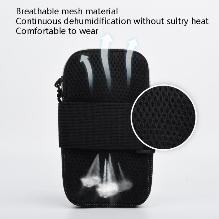 Black breathable armband phone bag with mesh pocket and secure closure