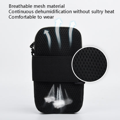 Black breathable armband phone bag with mesh pocket and secure closure