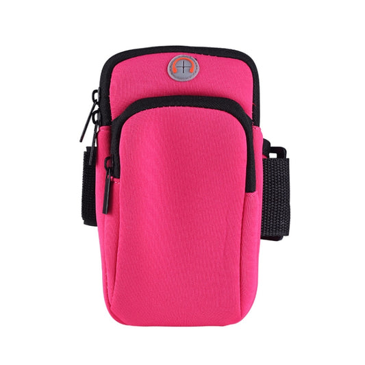 Rose red armband phone bag with zipper and adjustable wrist strap