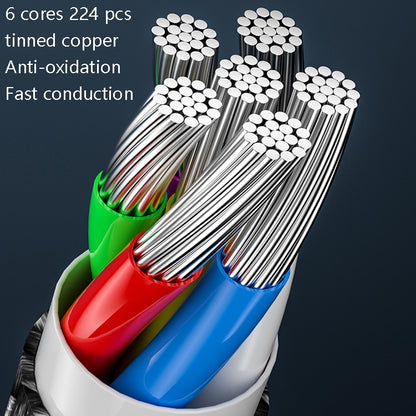 Black braided Type-C charging cable showing bundled inner conductors
