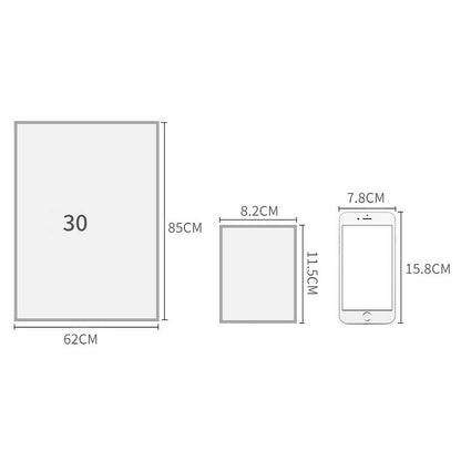 Mobile phone hanging bag size diagram with 30 pocket layout