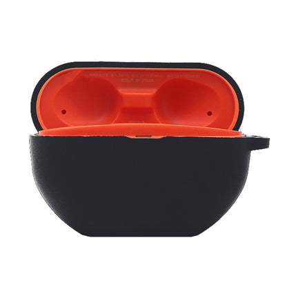 Black silicone anti-lost headphone case with orange inside, open flip cover.